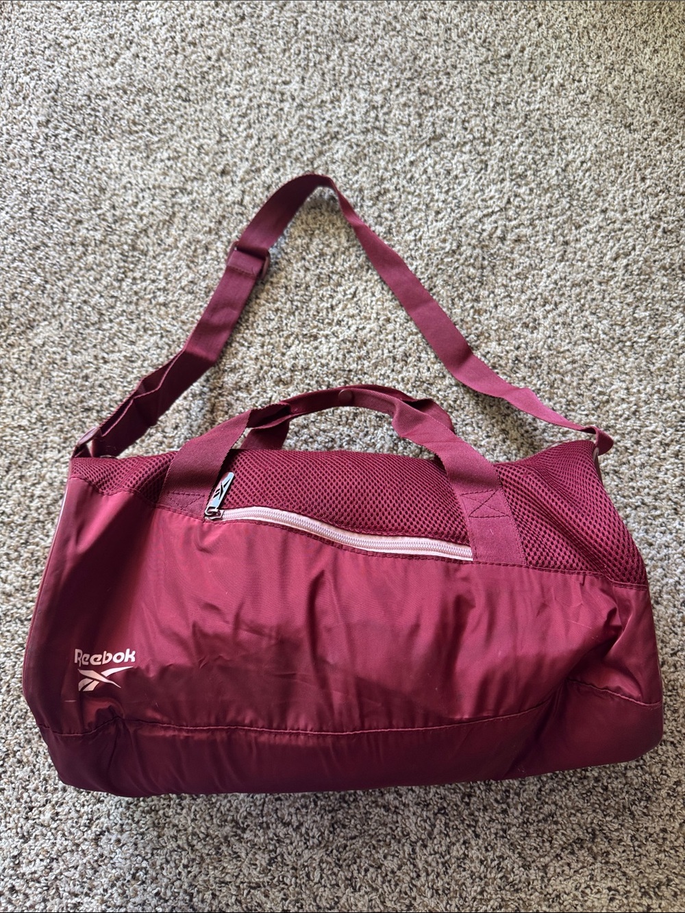 Reebok Burgundy Travel Duffel Bag with Shoulder Strap